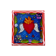 Load image into Gallery viewer, Handmade Framed Flying Milagro Heart Magnet Art & Decor Mexico CC Red