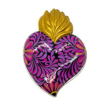 Load image into Gallery viewer, Handmade Tin Mexican Milagro Hearts - Corazonado de Milagro Tin Milagro Hearts Mexico MH Purple