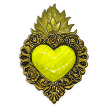 Load image into Gallery viewer, Handmade Tin Mexican Milagro Hearts - San Miguel de Oro Tin Milagro Hearts Mexico MH Yellow