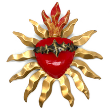 Load image into Gallery viewer, Handmade Tin Mexican Milagro Hearts - Corazon Espinado Tin Milagro Hearts Mexico MH Espinado