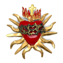 Load image into Gallery viewer, Handmade Tin Mexican Milagro Hearts - Corazon Espinado Tin Milagro Hearts Mexico MH Espinado con Cruz