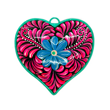Load image into Gallery viewer, Handmade Tin Mexican Milagro Hearts - Corazon Simpatico Tin Milagro Hearts Mexico MH Hot Pink