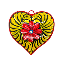 Load image into Gallery viewer, Handmade Tin Mexican Milagro Hearts - Corazon Simpatico Tin Milagro Hearts Mexico MH Yellow