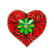 Load image into Gallery viewer, Handmade Tin Mexican Milagro Hearts - Corazon Simpatico Tin Milagro Hearts Mexico MH Red