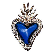Load image into Gallery viewer, Handmade Tin Mexican Milagro Hearts - Dimpled Heart Tin Milagro Hearts Mexico MH Silver/Blue