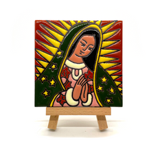 Load image into Gallery viewer, Mexican Handmade Clay Tile and Stand - Virgen de Guadalupe Tile Mexico