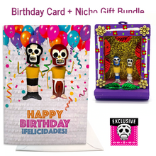 Load image into Gallery viewer, Luchadores Musical Birthday Card + Gift Bundle Greeting Cards Muertolandia.com Card + Lavender Nicho