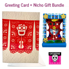 Load image into Gallery viewer, Cielito Lindo Musical Greeting Card + Gift Bundle Greeting Cards Muertolandia.com Card + Blue Nicho