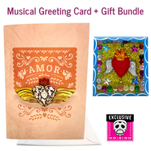 Load image into Gallery viewer, Amor Musical Greeting Card + Gift Bundle Greeting Cards Muertolandia.com Card + Blue Nicho