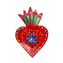 Load image into Gallery viewer, Handmade Tin Mexican Milagro Heart - Super Mario Flor Tin Milagro Hearts Mexico MH
