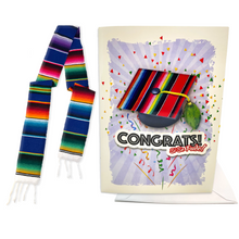 Load image into Gallery viewer, Handmade Mexican Serape Graduation Stole Home & Kitchen Mexico Stole + Musical Graduation Card