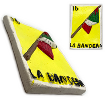 Load image into Gallery viewer, Mexican Handmade JUMBO Clay 3D Lotería Tile Tile Mexico No. 16 - La Bandera