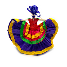 Load image into Gallery viewer, Handmade Mexican Corn Husk Tamal Folklorico Dancer Doll Art & Decor Mexico LA Purple