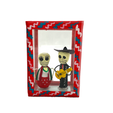 Load image into Gallery viewer, Handmade Window Shadow Box Nicho - See Through Series  - Pareja Folklorico Shadow Boxes Mexico CC Red