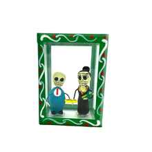 Load image into Gallery viewer, Handmade Window Shadow Box Nicho - See Through Series  - Diego y Frida Shadow Boxes Mexico CC Green