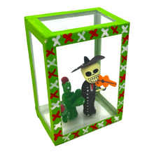 Load image into Gallery viewer, Handmade Window Shadow Box Nicho - See Through Series  - Mariachi con Nopal Shadow Boxes Mexico CC