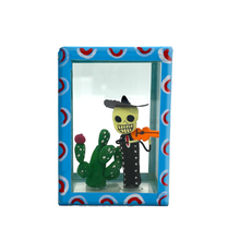 Load image into Gallery viewer, Handmade Window Shadow Box Nicho - See Through Series  - Mariachi con Nopal Shadow Boxes Mexico CC