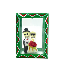 Load image into Gallery viewer, Handmade Window Shadow Box Nicho - See Through Series  - Novios Shadow Boxes Mexico CC Green