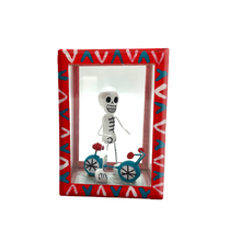 Load image into Gallery viewer, Handmade Window Shadow Box Nicho - See Through Series  - Jr's Bike Shadow Boxes Mexico CC Red
