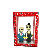 Load image into Gallery viewer, Handmade Window Shadow Box Nicho - See Through Series  - Diego y Frida Shadow Boxes Mexico CC Red