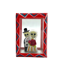 Load image into Gallery viewer, Handmade Window Shadow Box Nicho - See Through Series  - Novios Shadow Boxes Mexico CC Red