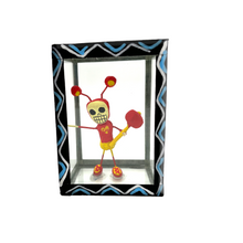 Load image into Gallery viewer, Handmade Window Shadow Box Nicho - See Through Series  - Chapulin Colorado Shadow Boxes Mexico CC Black