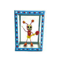 Load image into Gallery viewer, Handmade Window Shadow Box Nicho - See Through Series  - Chapulin Colorado Shadow Boxes Mexico CC Blue