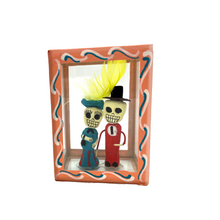 Load image into Gallery viewer, Handmade Window Shadow Box Nicho - See Through Series  - Catrin y Catrina Shadow Boxes Mexico CC Salmon