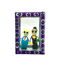 Load image into Gallery viewer, Handmade Window Shadow Box Nicho - See Through Series  - Diego y Frida Shadow Boxes Mexico CC Purple
