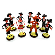 Load image into Gallery viewer, Handmade Mexican Mini 9 Piece Mariachi Los Tecolotes Set Art & Decor Mexico Black Guadalajara