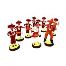 Load image into Gallery viewer, Handmade Mexican Mini 9 Piece Mariachi Los Tecolotes Set Art & Decor Mexico Brown Tlaquepaque