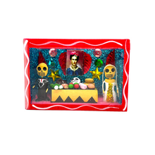 Load image into Gallery viewer, Handmade Window Shadow Box Nicho - Novios Ofrenda Shadow Boxes Mexico CC Red Wood Box