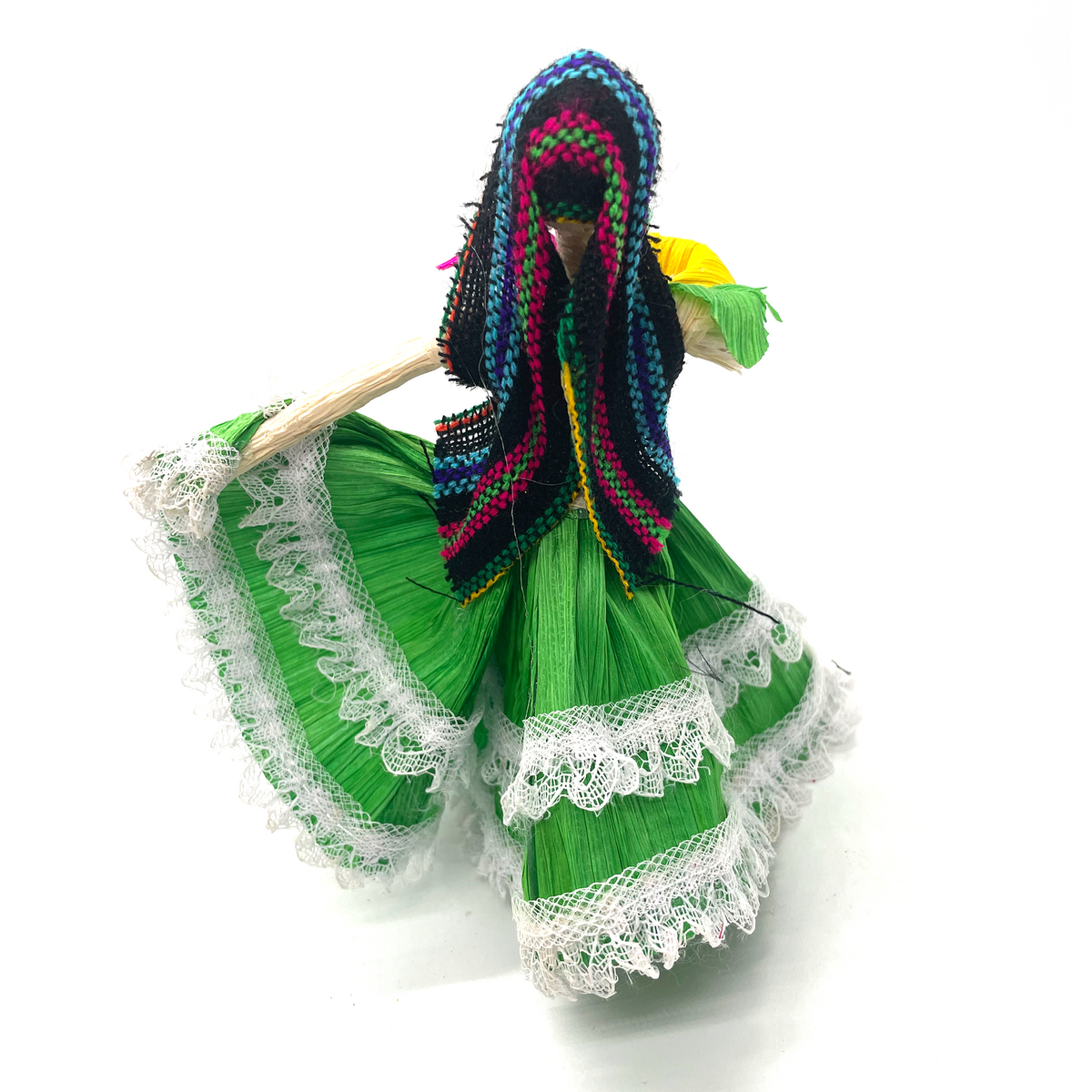 Handmade Mexican Corn Husk Tamal Miss Bouquet Doll –