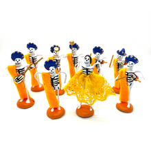 Load image into Gallery viewer, Handmade Mexican Mini 9 Piece Mariachi Nuevo Tecalitlán 1972 Set Art & Decor Mexico Calaca Orange Sash