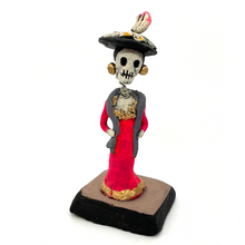 Load image into Gallery viewer, Handmade Mexican Catrina Figurine - Catrina Hortencia Spring Neck Art & Decor Muertolandia.com Con Scarf