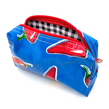 Load image into Gallery viewer, Handmade Mexican Oil Cloth - Cosmetic Bag Totes & Purses Muertolandia.com Blue Peppers