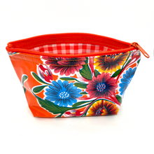Load image into Gallery viewer, Handmade Mexican Oil Cloth - Medium Pouch Totes & Purses Muertolandia.com Orange Flower
