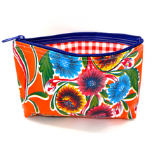 Load image into Gallery viewer, Handmade Mexican Oil Cloth - Large Pouch Totes & Purses Muertolandia.com Orange Flowers