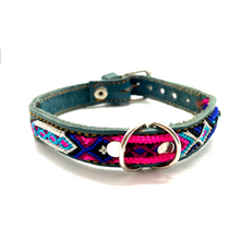 Load image into Gallery viewer, Mexican Handmade Dog Collar Pets Muertolandia.com Small Teal