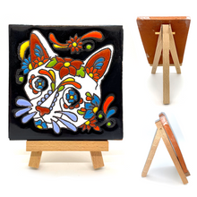 Load image into Gallery viewer, Mexican Handmade Clay Tile and Stand - Calavera Cat Tile Mexico