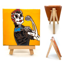 Load image into Gallery viewer, Mexican Handmade Clay Tile and Stand - Rosa the Riveter Tile Mexico