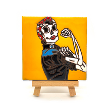 Load image into Gallery viewer, Mexican Handmade Clay Tile and Stand - Rosa the Riveter Tile Mexico