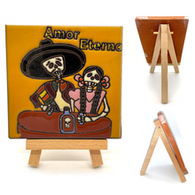 Load image into Gallery viewer, Mexican Handmade Clay Tile and Stand - Amor Eterno Tile Mexico