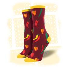 Load image into Gallery viewer, Women's "Mas Chili" Socks Socks SockSmith Maroon