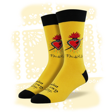 Load image into Gallery viewer, Men's Frida Kahlo "Frida Heart" Socks Socks SockSmith Butterscotch Yellow