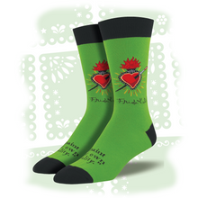 Load image into Gallery viewer, Men's Frida Kahlo "Frida Heart" Socks Socks SockSmith Clover Green