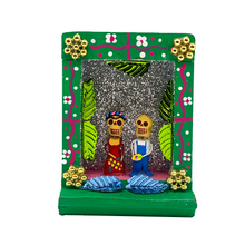 Load image into Gallery viewer, Handmade Shadow Box Nicho - Frida & Diego Shadow Boxes Mexico CC Green Wood Box