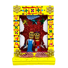 Load image into Gallery viewer, Handmade Shadow Box Nicho - Frida & Diego Shadow Boxes Mexico CC Yellow Wood Box
