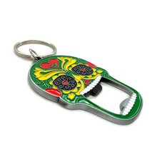 Load image into Gallery viewer, Metal Calavera Bottle Opener & Keychain Llavero Bar Goods Muertolandia.com