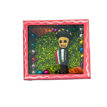 Load image into Gallery viewer, Handmade Square Shadow Box Nicho - Mariachi Magnet Shadow Boxes Mexico Pink